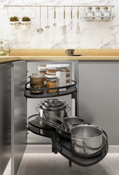 KOSZ NERKA AMIX MAGIC CORNER 1000 Z DOCIĄGIEM ANTRACYTOWA LEWA