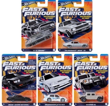 HOT WHEELS FAST AND FURIOUS DECADES OF FAST 1-5 zestaw 5 szt.