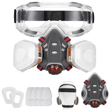 ДЫХАТЕЛЬНАЯ МАСКА, МНОГОРАЗОВАЯ ПОЛУМАСКА С ЗАЩИТНЫМИ ОЧКАМИ ДЛЯ ПОЛИРОВКИ