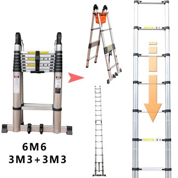 Лестница алюминиевая 6М6, двусторонняя, универсальная, складная + сумка для инструментов