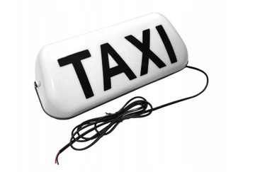 LAMPA TAXI LED BIAŁA Z NAPISEM KOGUT SYGNALIZATOR GAPA NA MAGNES Z WTYCZKĄ
