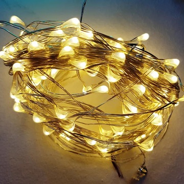 50 СВЕТОДИОДНЫХ МИКРОПРОВОДНЫХ ЛАМП, НА АККУМУЛЯТОРАХ, холодный белый