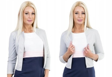 DAMSKIE BOLERKO ŻAKIET EKO SKÓRA SZARE r.44