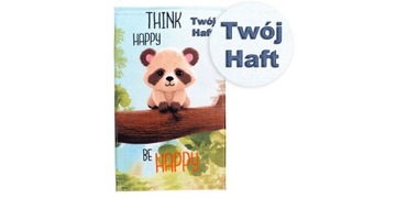 Полотенце детский сад 30х50 Животные Медведь Панда + ВЫШИВКА название