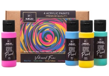 Farby AKRYLOWE - 4 x 60ml - do szablonów - Vibrant