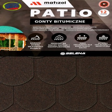 Gont PAPOWY Bitumiczny Karpiówka PATIO BRĄZ 3,85m2 GRUBY SAMOWULKANIZUJĄCY