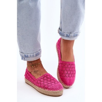 Różowe Tkanina Buty Damskie Espadryle PG1 r.37