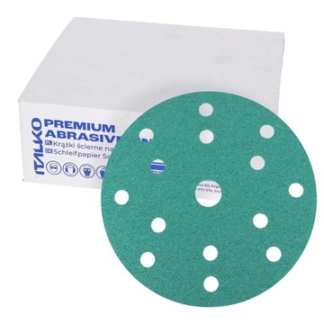 PAPIER ŚCIERNY ITALKO KRĄŻEK RZEP NA FOLII H 15 OTWORÓW 150mm P360 x5szt