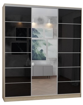 SZAFA 3D2L 220x250 SONOMA - boki lacobel + lustro