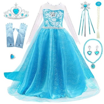 DZIEWCZYNY SUKIENKA STRÓJ ELSA ELZA FROZEN 140