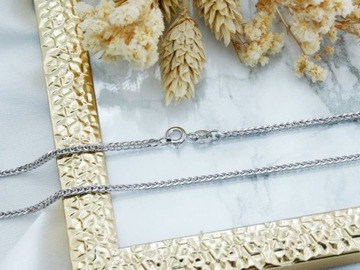 Elegancki łańcuszek z białego złota 585 LISI OGON 45cm na prezent złoto 14k
