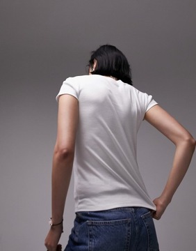Topshop Biały codzienny T-shirt o wydłużonym fasonie S