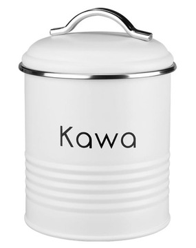 Pojemnik metalowy puszka okrągła KAWA stal biały
