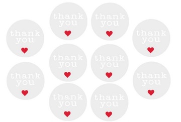T51 NAKLEJKI THANK YOU TRANSPARENTNE 10szt
