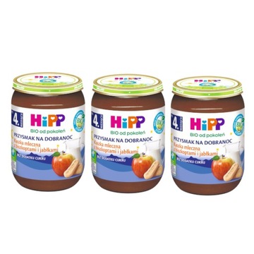 HiPP BIO Kaszka mleczna z biszkopt. i jabł. 3x190g