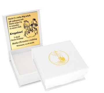 Медаль «Ангел» на золотой цепочке 925 пробы с гравировкой «Причастие при крещении сердца»