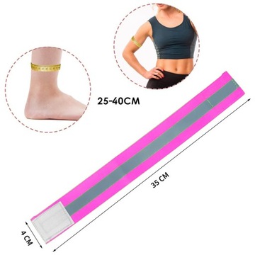 2 регулируемых светоотражающих ленты, светоотражающий браслет для бега, розовая липучка