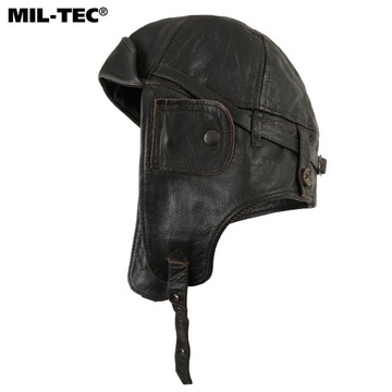 Мотоциклетная пилотская кепка MIL-TEC Коричневая кожаная M