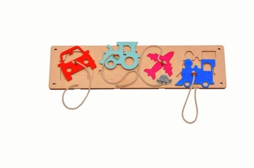 PUZZLE DO TABLICY SENSORYCZNEJ AUTKA + SZNURECZKI