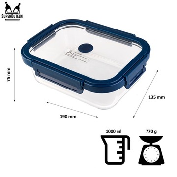 4 SZT POJEMNIKI PRÓŻNIOWE NA ŻYWNOŚĆ SZKLANY ZE SZKLANĄ POKRYWKĄ ZESTAW 4x