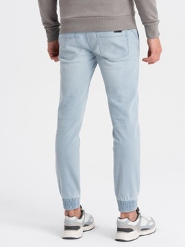 Męskie spodnie jeansowe JOGGERY przetarcia j.niebieskie V1 OM-PADJ-0150 XL