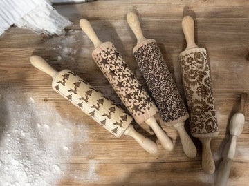 Рождественское деревянное печенье. Структурные рождественские узоры оленя