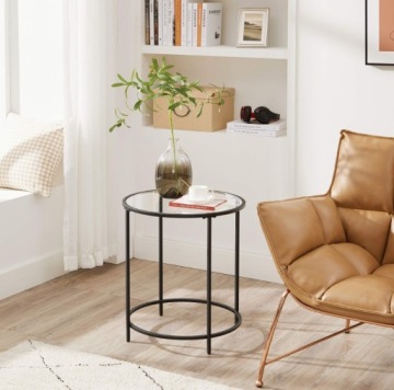 Кофейный столик круглый чердак стеклянная сталь