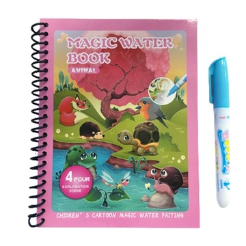 KOLOROWANKA WODNA + MAGICZNY FLAMASTER ZWIERZĄTKA NOTES EDUKACYJNY OBRAZKI