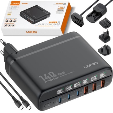 Szybka Ładowarka USB Zasilacz 140W do telefonu laptopa QC3.0 PPS PD100W