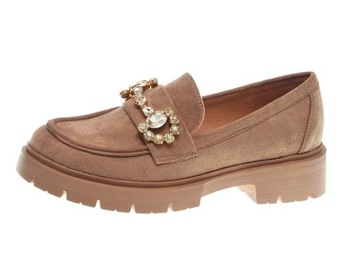 Zamszowe mokasyny półbuty Khaki r.40