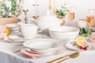 Serwis obiadowy dla 6 osób porcelana MariaPaula Złota Linia 23 el.