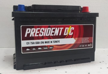 Akumulator PRESIDENT 12 V 75 Ah 650 A