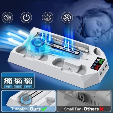 ВЕРТИКАЛЬНАЯ СТАНЦИЯ ОХЛАЖДЕНИЯ И ЗАРЯДКИ ДЛЯ КОНСОЛИ PS5, МНОГОФУНКЦИОНАЛЬНАЯ, СО СВЕТОДИОДОМ