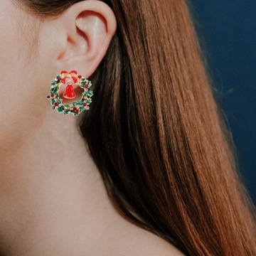 СЕРЬГИ из МАСЛЯНОГО СПЛАВА СЕРЬГИ-КОЛОКОЛЬЧИКИ С КАПАЮЩИМИ БРИЛЛИАНТАМИ РОЖДЕСТВЕНСКИЕ ЛИСТЬЯ