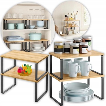 ZESTAW REAGŁ PÓŁKA NA BLAT BAMBUSOWA PODSTAWA SZAFKA NA PRZYPRAWY KUCHNI!