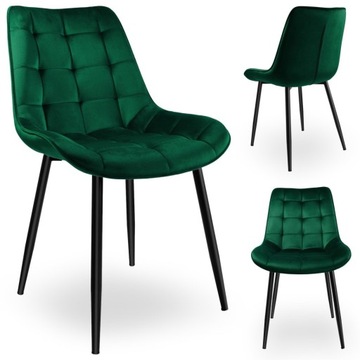 ELEGANCKIE KRZESŁO DO KUCHNI SALONU JADALNI PIKOWANE VELVET ZIELONE 120KG