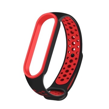 PASEK OPASKA PERFOROWANA DO MI BAND 5/6 | BLACK RED