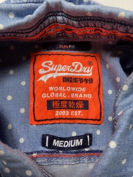 Superdry SUPER DRY JAPAN STYLE ORYGINALNA KOSZULA W KROPKI slim fit S/M