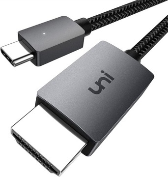 UNI Kabel USB-C do HDMI 4K nylonowy do Mac Book iPad 1,8m