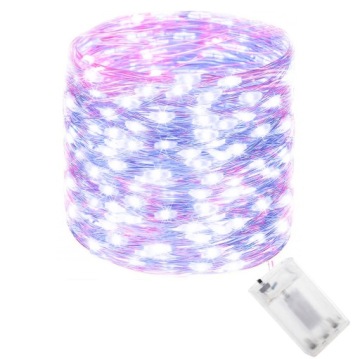LAMPKI DRUCIKI 100LED RÓŻOWE NIEBIESKIE ŚWIATEŁKA MIKRO ŻYŁKI NA BATERIE