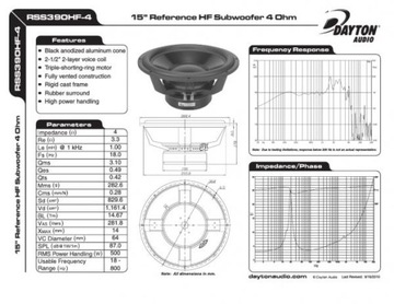 Dayton Reference RSS390HF-4 15-дюймовый сабвуфер