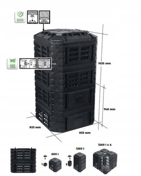 МОДУЛЬНЫЙ КОМПОСТЕР Круглогодичный Eko XXL ПОЛЬСКИЙ КОМПОСТЕРНЫЙ ЗАВОД 1260 литров