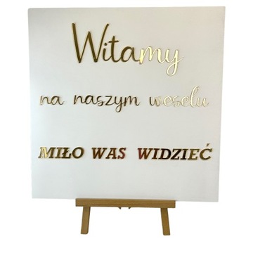 Tablica powitalna biało - złota ślub wesele