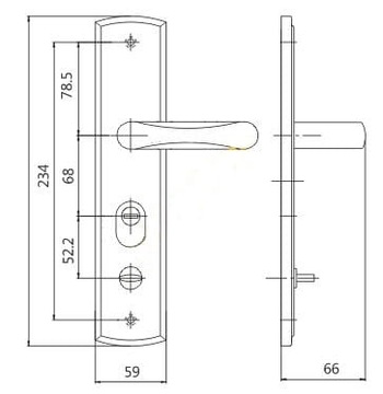 Китайская дверная ручка 1802 г., ВНЕШНЯЯ СЛЕВА.
