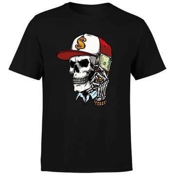 Koszulka męska z nadrukiem czaszka czacha z czapką 5XL