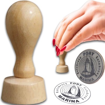 STEMPEL RĘCZNY PIECZĄTKA Z LOGIEM R25mm DECOUPAGE PROJEKT+GUMKA