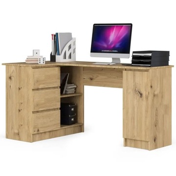 Narożne biurko dąb artisan 3 szuflady 2 półki