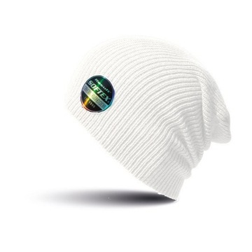 CZAPKA OVERSIZE BEANIE SMERFETKA MŁODZIEŻOWA BARDZO MIĘKKA BIAŁA