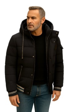 КУРТКА-ПУХОВИК МУЖСКАЯ ЗИМНЯЯ УТЕПЛЕННАЯ С КАПЮШОНОМ, ЧЕРНАЯ M