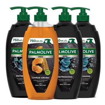 PALMOLIVE MEN żel pod prysznic męski MIX 4x 750 ml